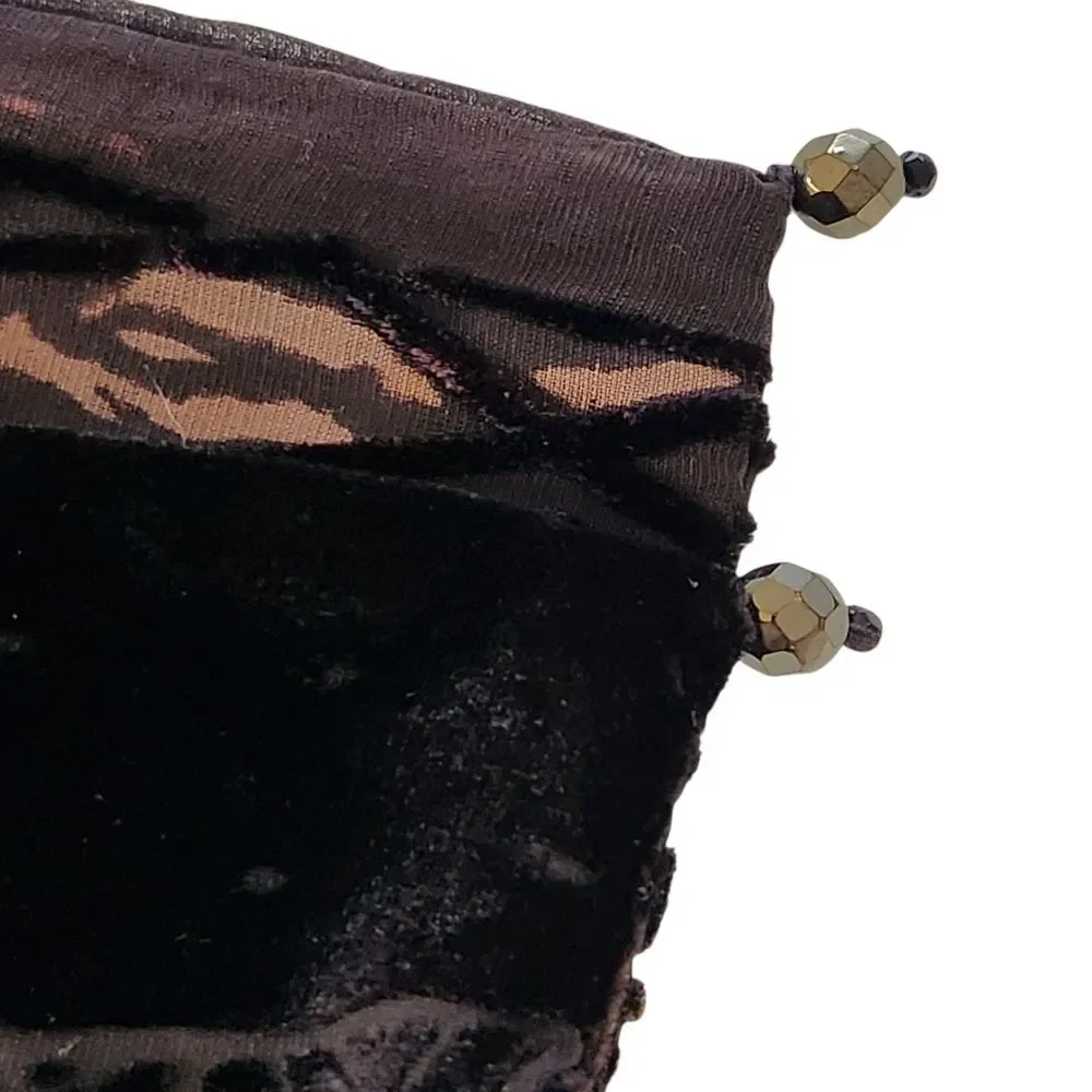 Vintage 90s Susan Unger Silk Velvet Burnout Scarf Chocolate Brown Quiet Luxury
